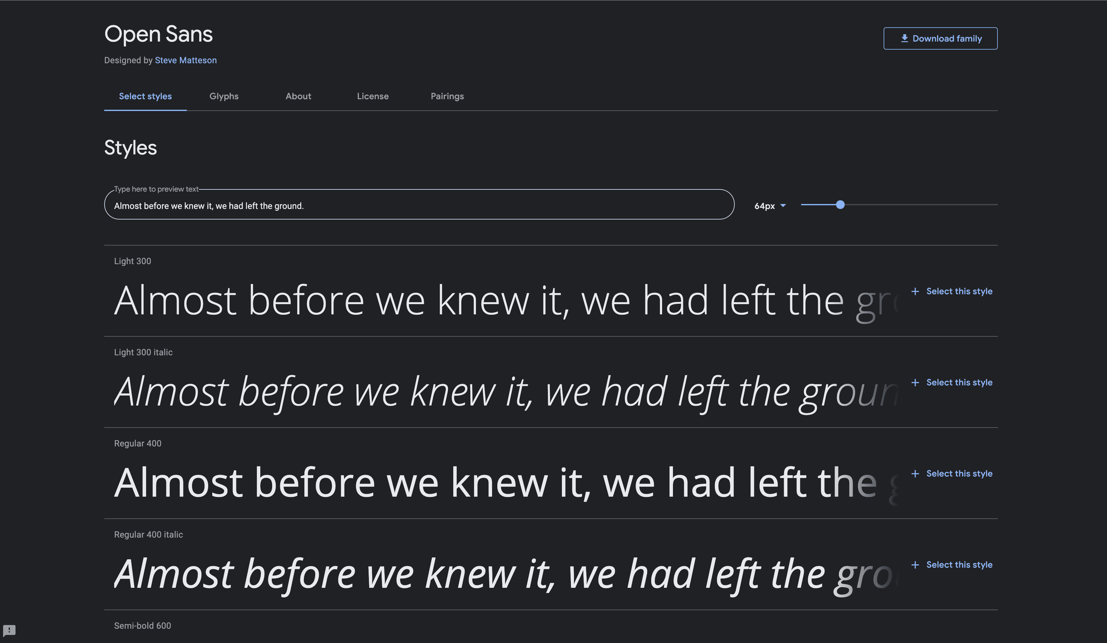 Google Font style